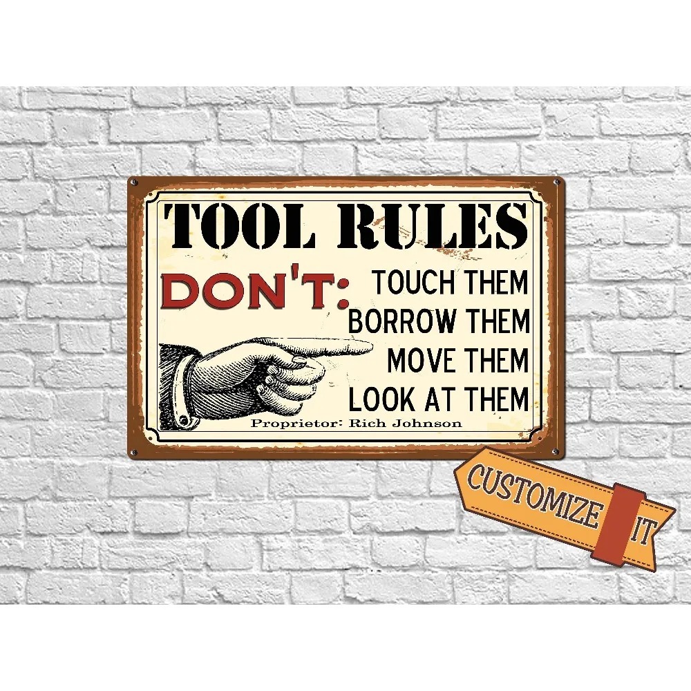 Workshop Tools Name - CIFbuy 2D Flat Customizable Metal Plaque,Tool