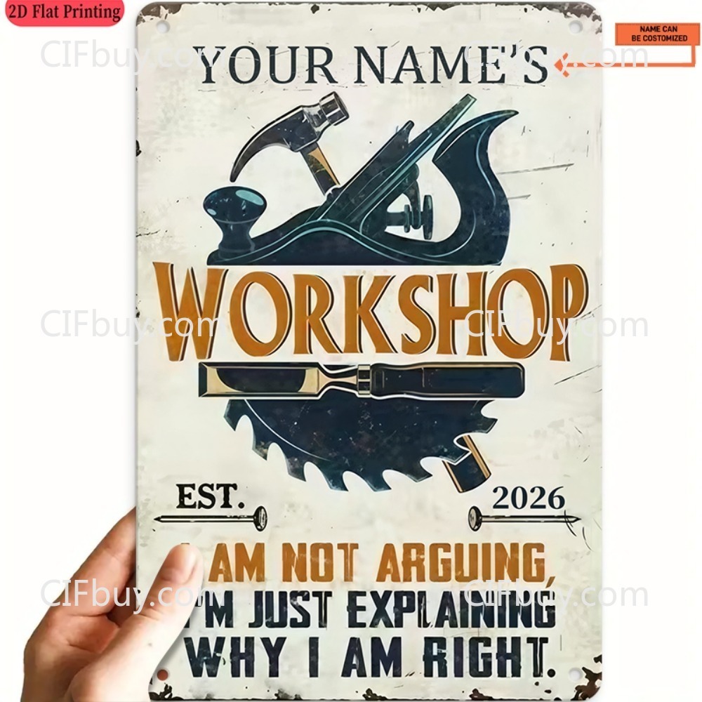 Workshop Tools Name - Custom Name Workshop Metal Sign 1pc