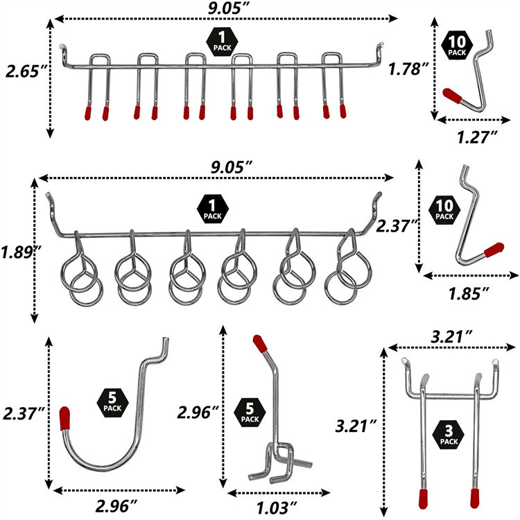 114 Pcs Pegboard Hooks Set Met - огляд і ціна Workshop Tools On Wall